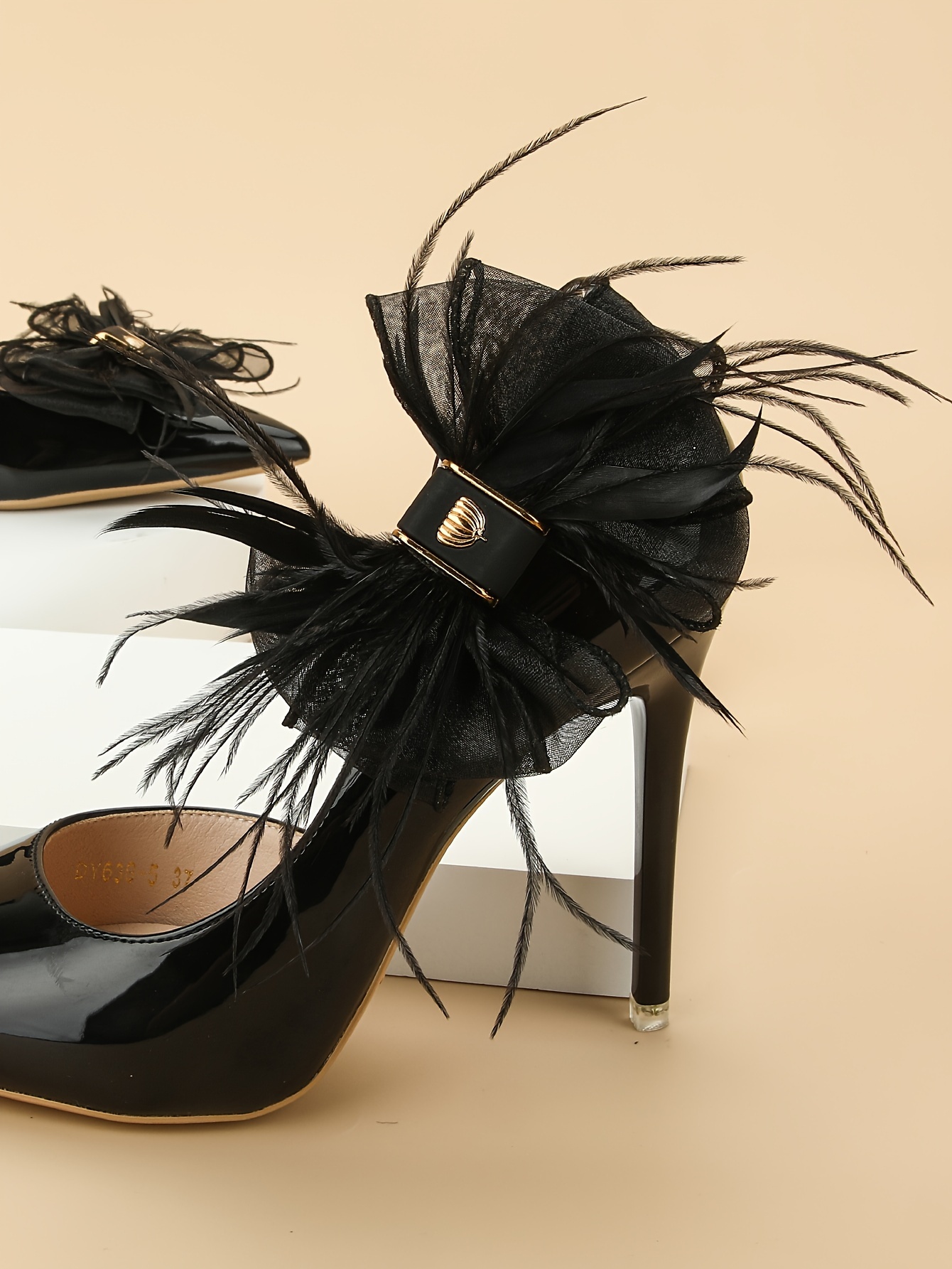2pcs Feather Mesh Bowknot Design Shoe Clips, Detachable Wedding Shoe Decoration Accessories For High Heels