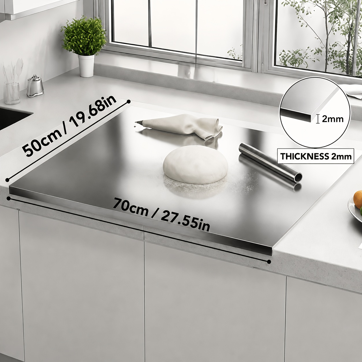 TEMU Planche à découper extra large en acier inoxydable - Réversible et semi-fermée, protège les . Non poreuse, lavable au lave-vaisselle et portable