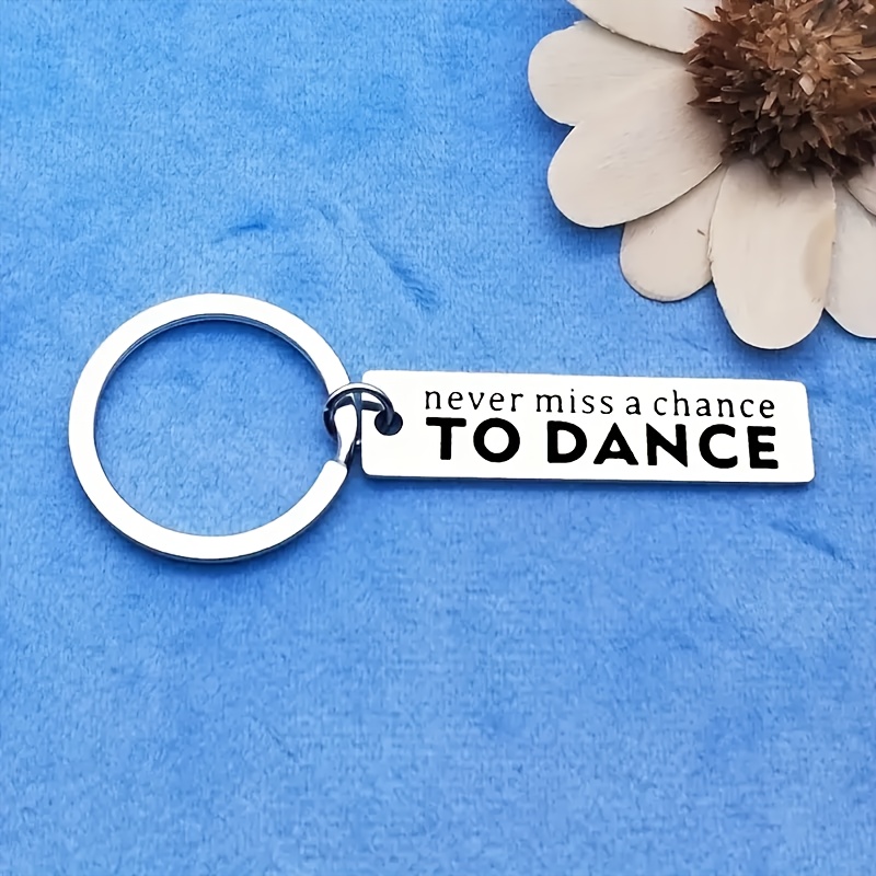 

2pcs Inspiredance Stainless Steel Keychain, ' ' Engraved, Simple Key Ring, , Non-braided, Fashionable Gift For Dancers