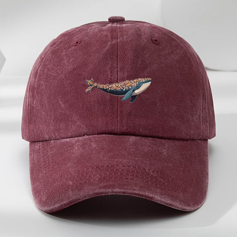 TEMU Hobby Floral Whale Print Baseball Outdoor Men's Casual Sports Duck Tongue Hat Adjustable Baseball
