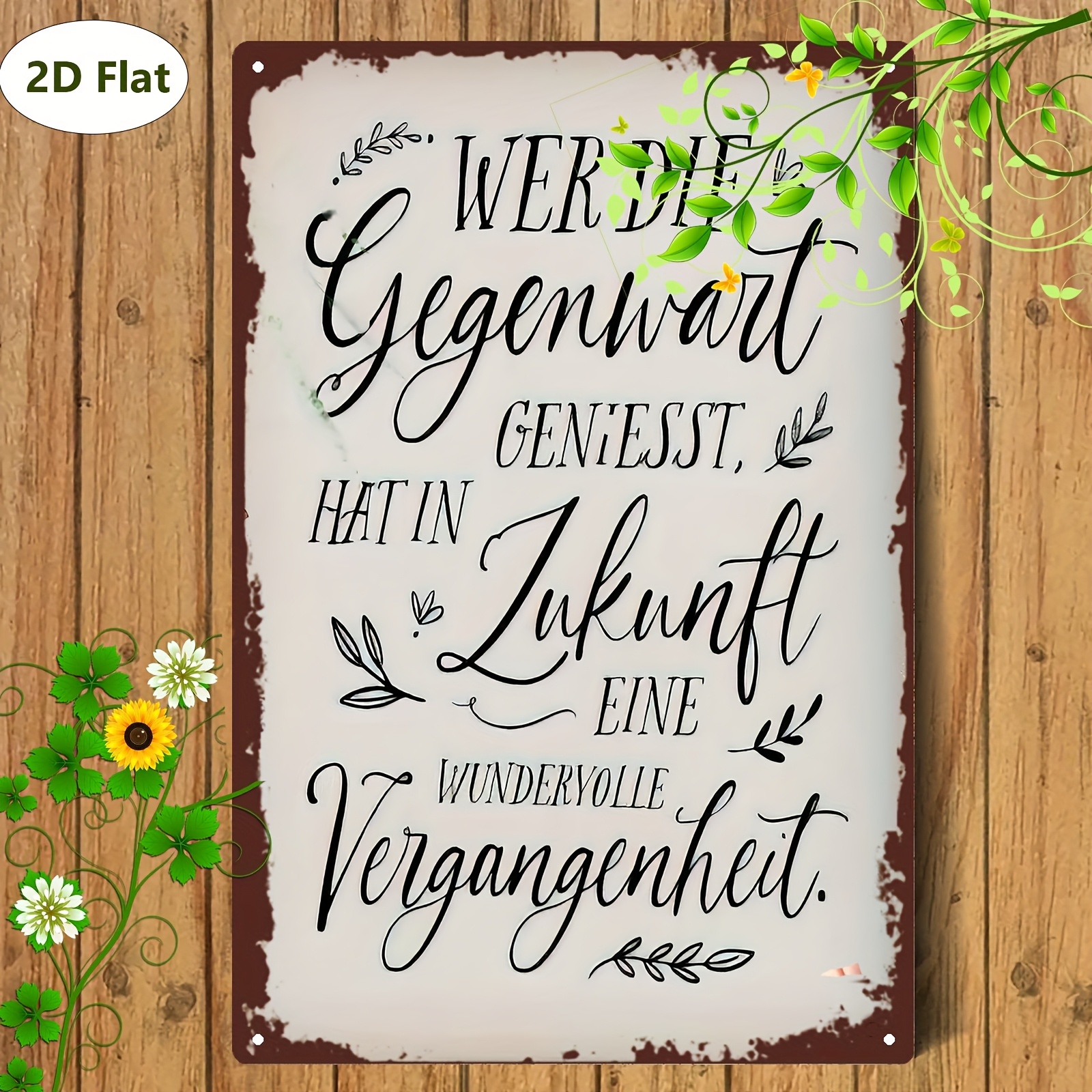 E-shop 1 Stück Retro-Metall Wandkunst Schild - "Zurückblickend ist die Zukunft voller Überraschungen" - 20.32X30.48 Cm, Rustikale Eisen Dekoration, mit