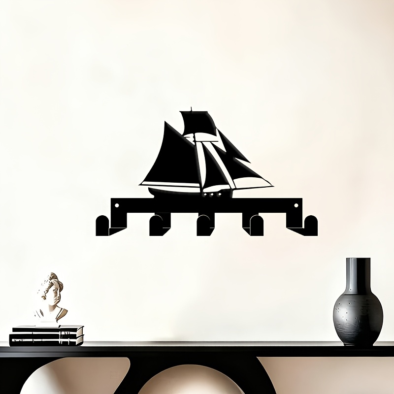 Minimalist Sailboat Key Holder & Wall-Mounted Key Organizer