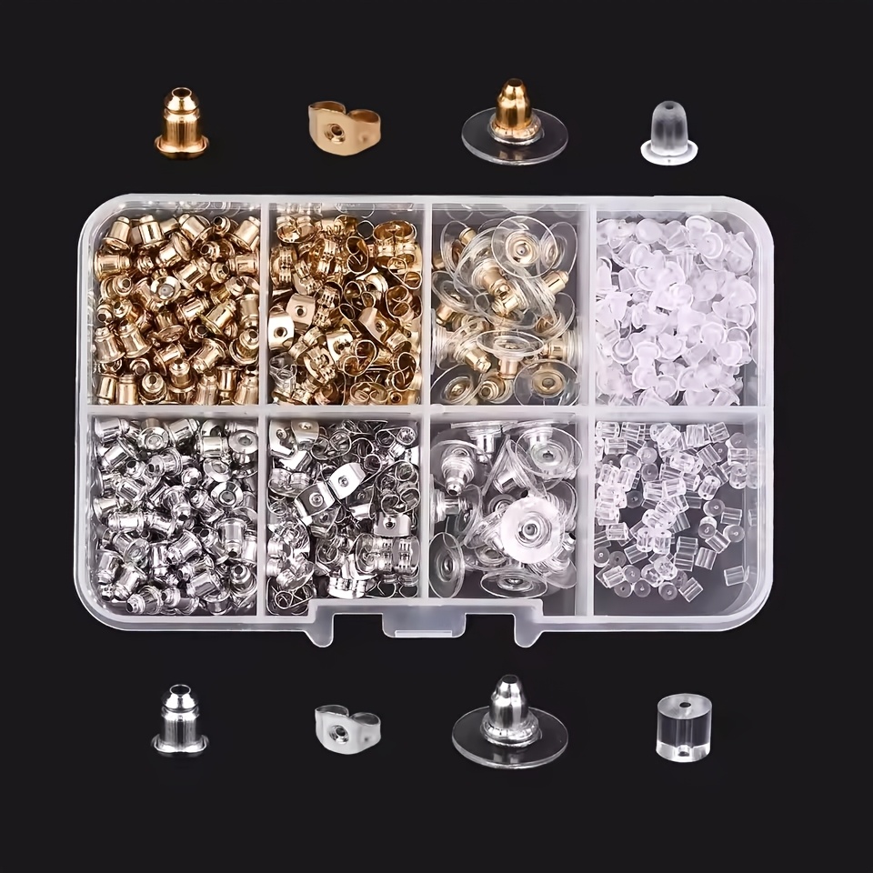 TEMU Bouchon d'oreille de boîte, plusieurs styles, -perçage, arrière de boucle d'oreille, bouchon d'oreille rond en silicone, accessoire de