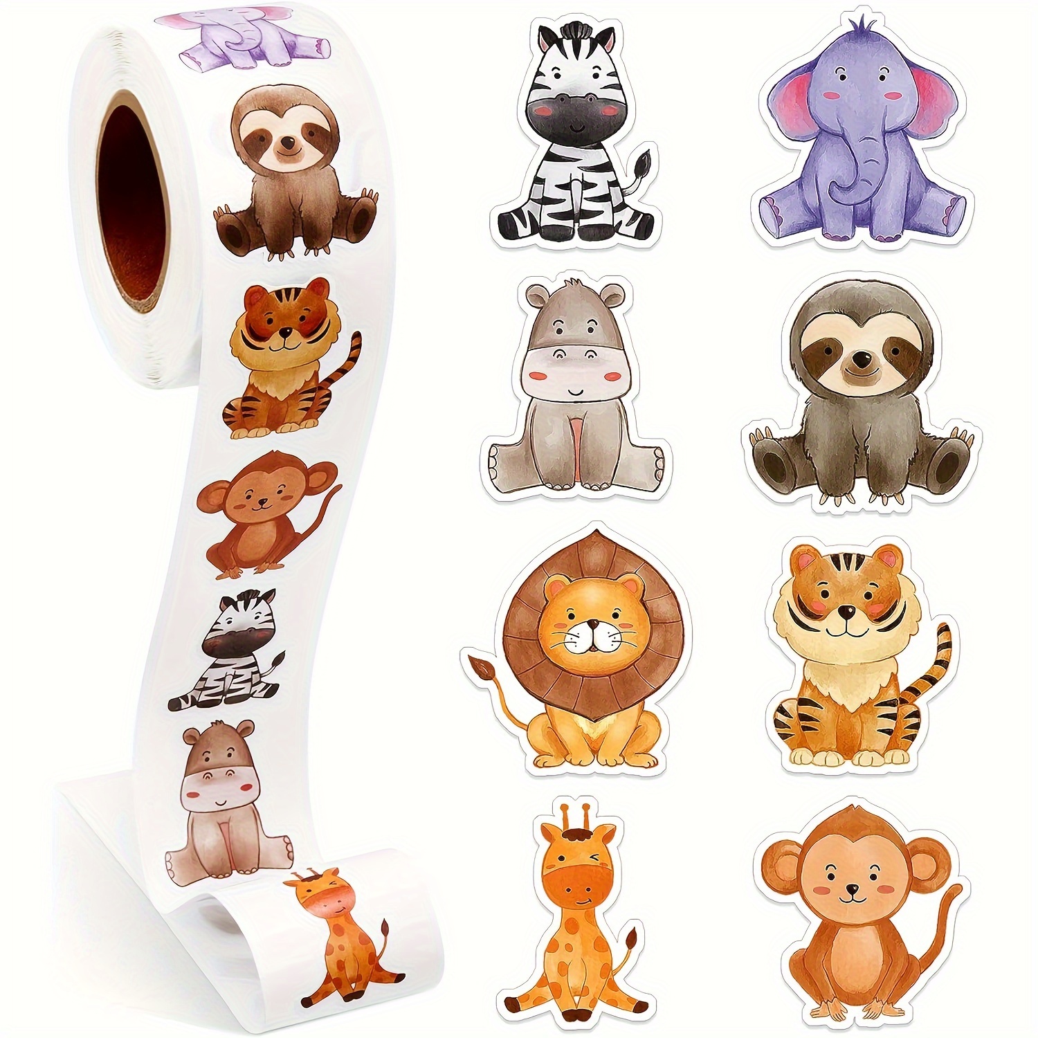 

500pcs Roll Of Unique Animal Stickers - Party Decor, Envelope Seals, Gift Wrapping & Greeting Cards