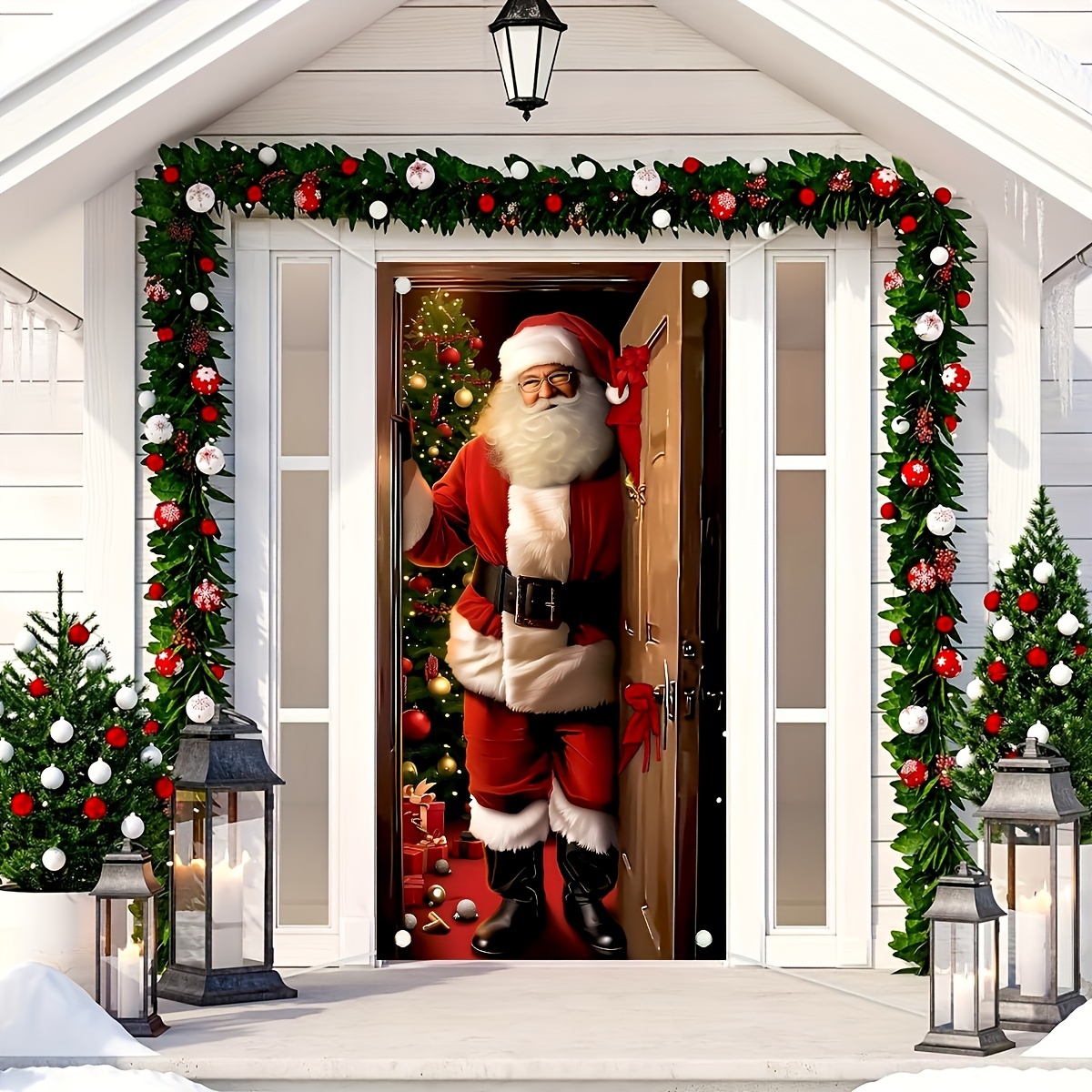 

Santa Claus Door Banner - Multipurpose 1pc Polyester, No Electricity Needed, Ideal For Home & Outdoor Holiday Decor, Family Events & Celebrations