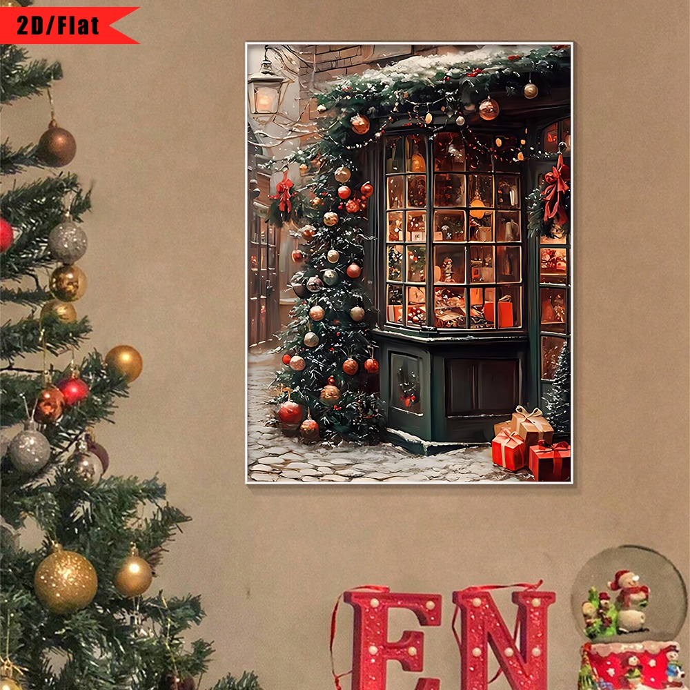 TEMU 2D Flat, 2D Flat, 2D/Flat, 1 pz, Senza Cornice, Stampe Albero di Natale, Murale Natalizia Stile , Decorazioni Invernali per , Decorativa su Tela