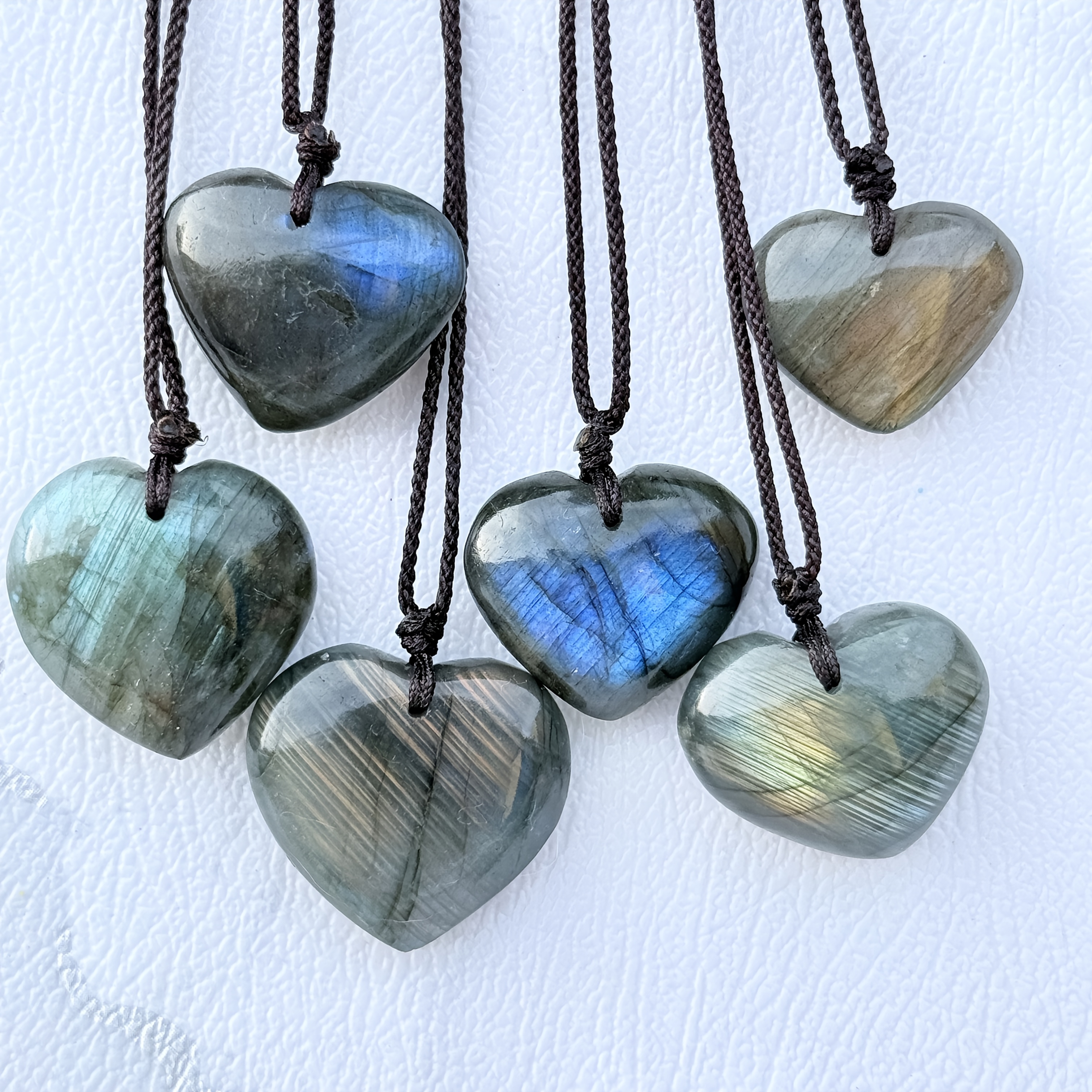 3pc Natural Labradorite Stone Pendant Necklace Set