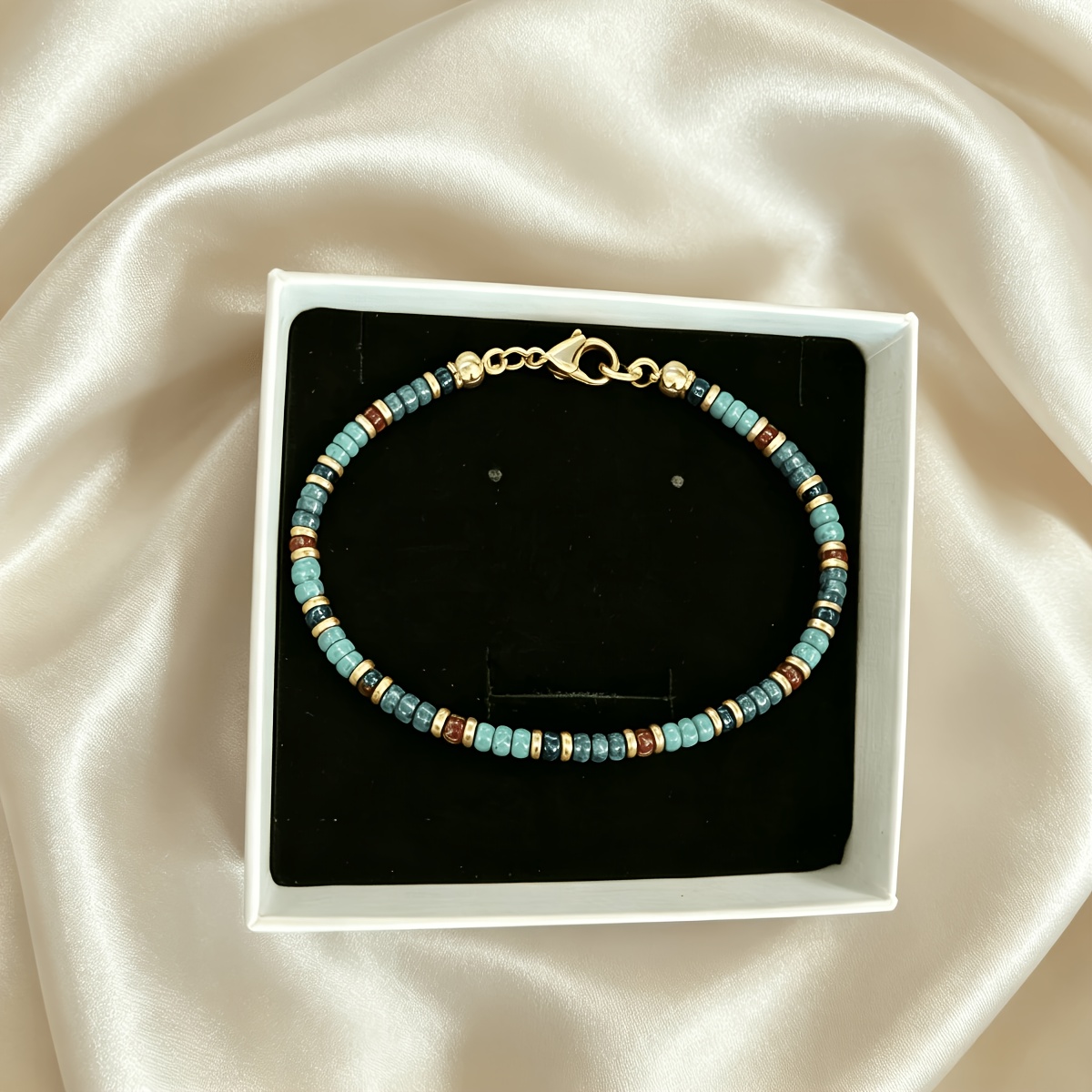 TEMU Delicate Turquoise Beaded Anklet Bohemian Style Women's Surf Anklet Beach Vacation Holiday Sand Anklet