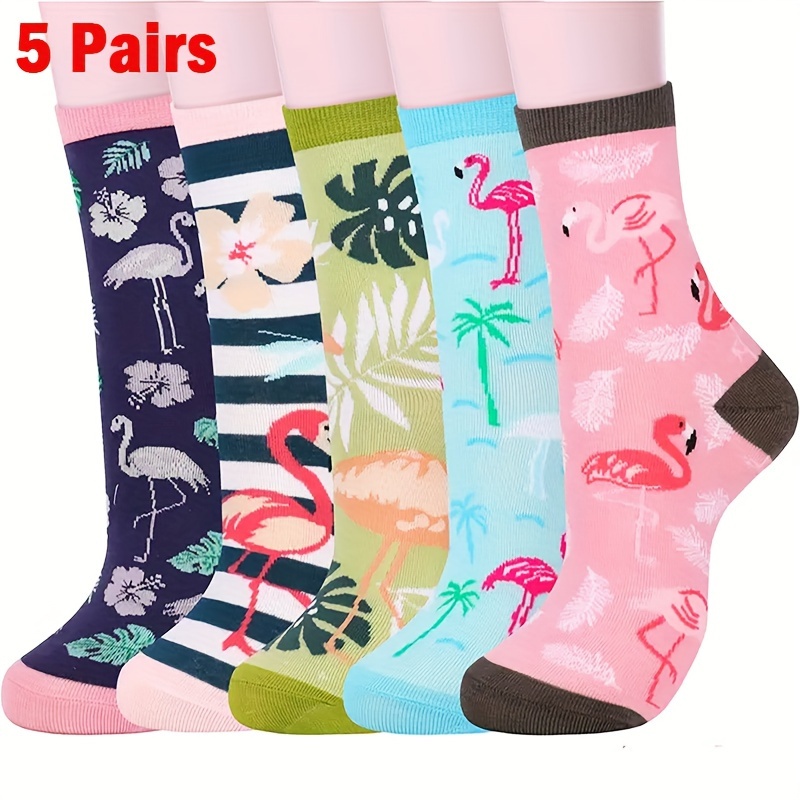 Image of 5-pack Animal Crew Socks - Perfect Fun Gift Socks, Unique Birthday Gift Idea For Mom, Girlfriend, Wife - Novelty Socks, Comfortable Unisex Socks For Men And Women, Cute And Fun Socks For Men And Women