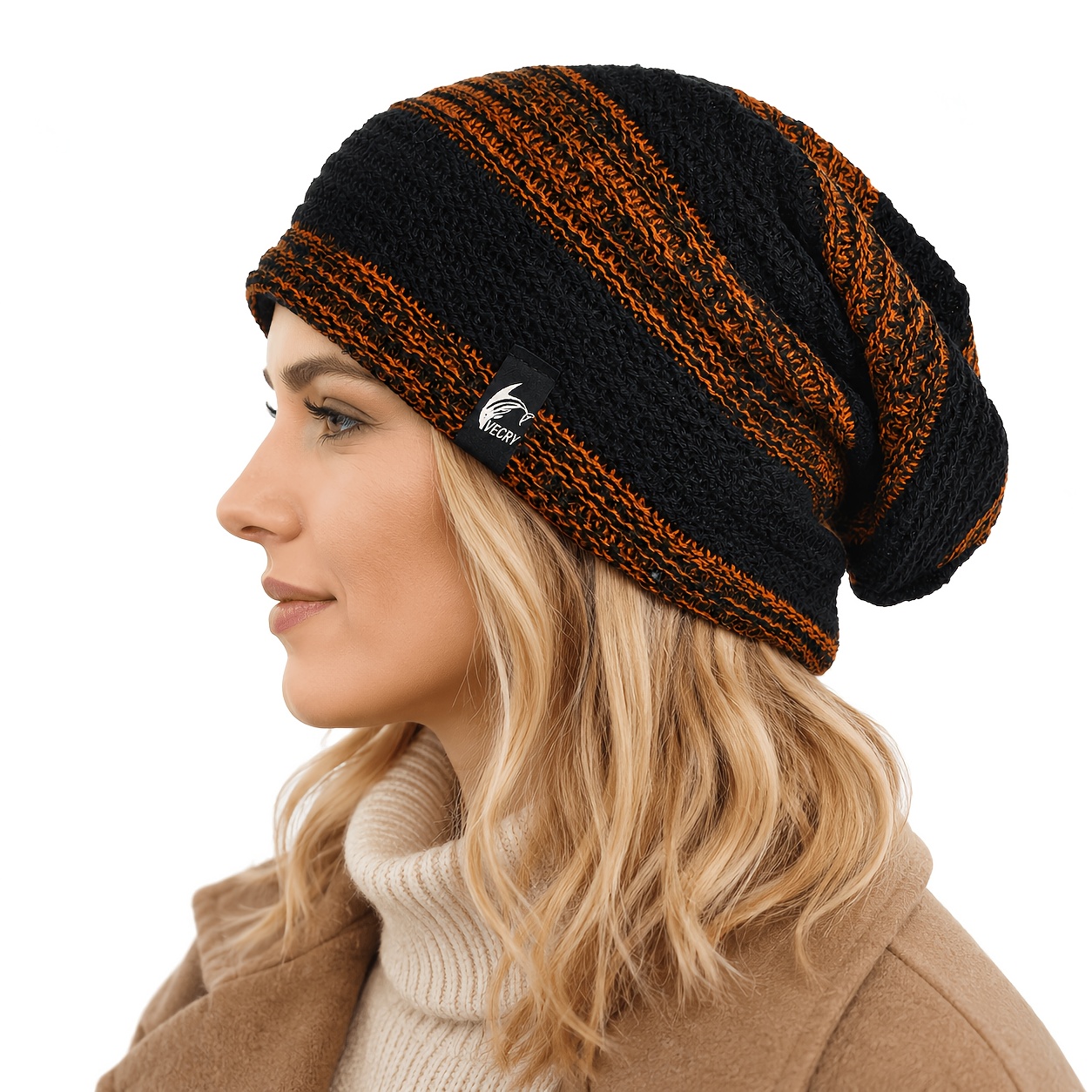 mens slouch beanie vintage stripe knit y2k skull cap - Temu display picture 1