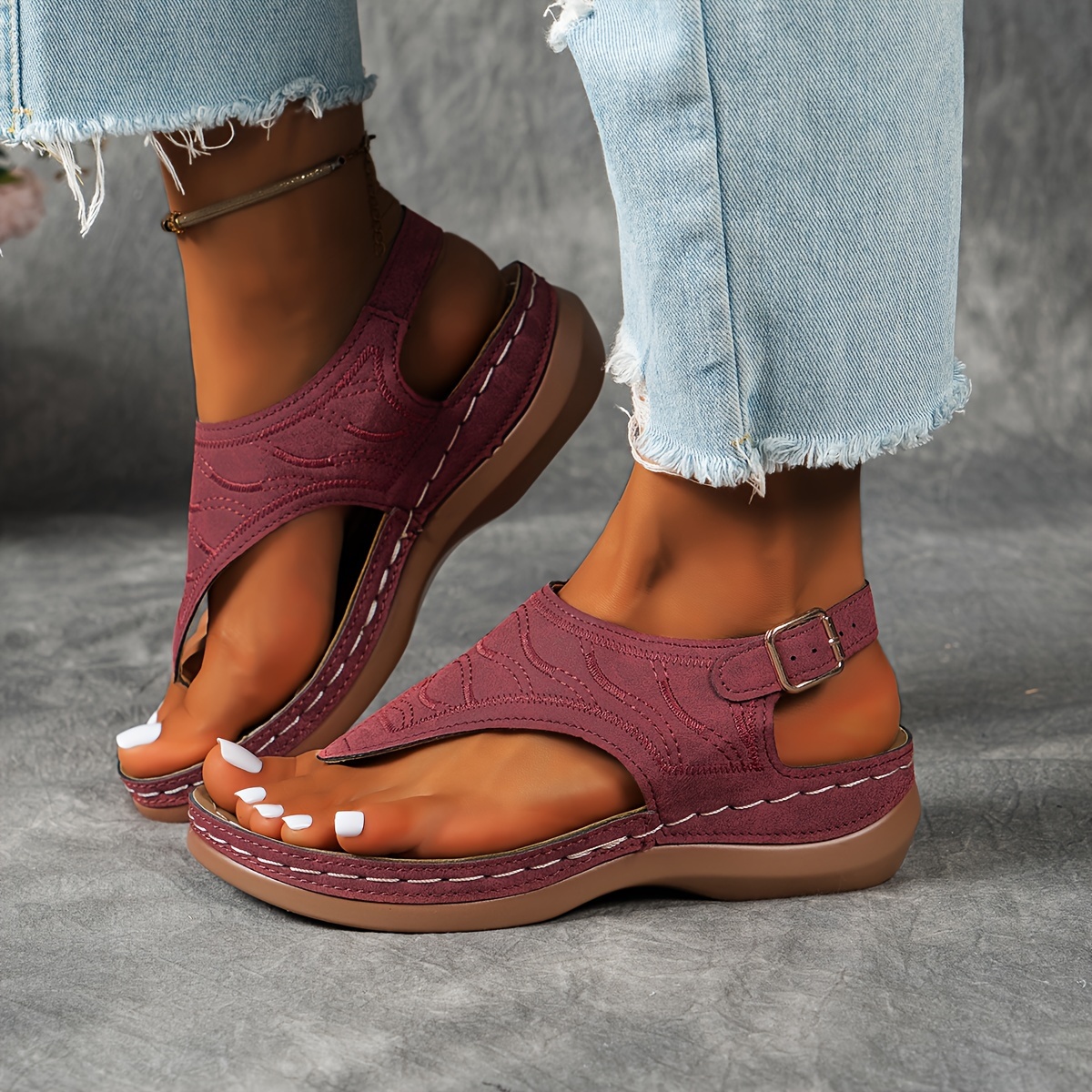 women s comfort flats sandals summer shoes casual thong flip 2