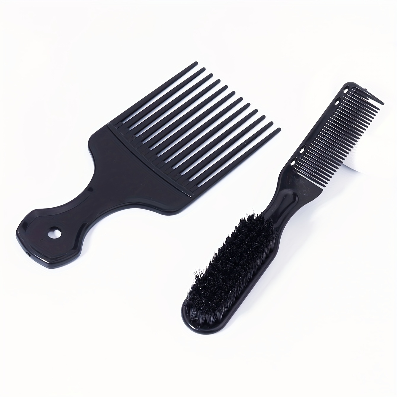 TEMU 2pcs Men's Beard And Hair Styling Grooming Set, Wide-tooth Comb, Travel Beard Brush, Durable Abs Handle, Suitable For Travel Hairstyling