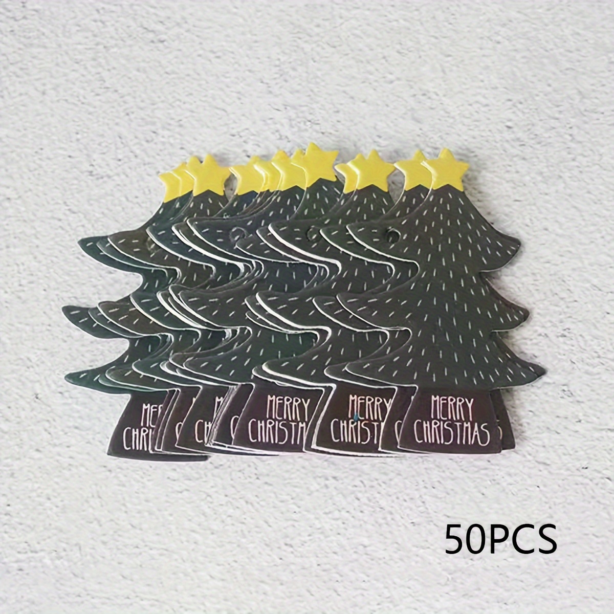 Image of 50pcs Cute Christmas Tree Mini Cards For Gift Wrapping, Messages, And Decorative Hang Tags For Gift Boxes