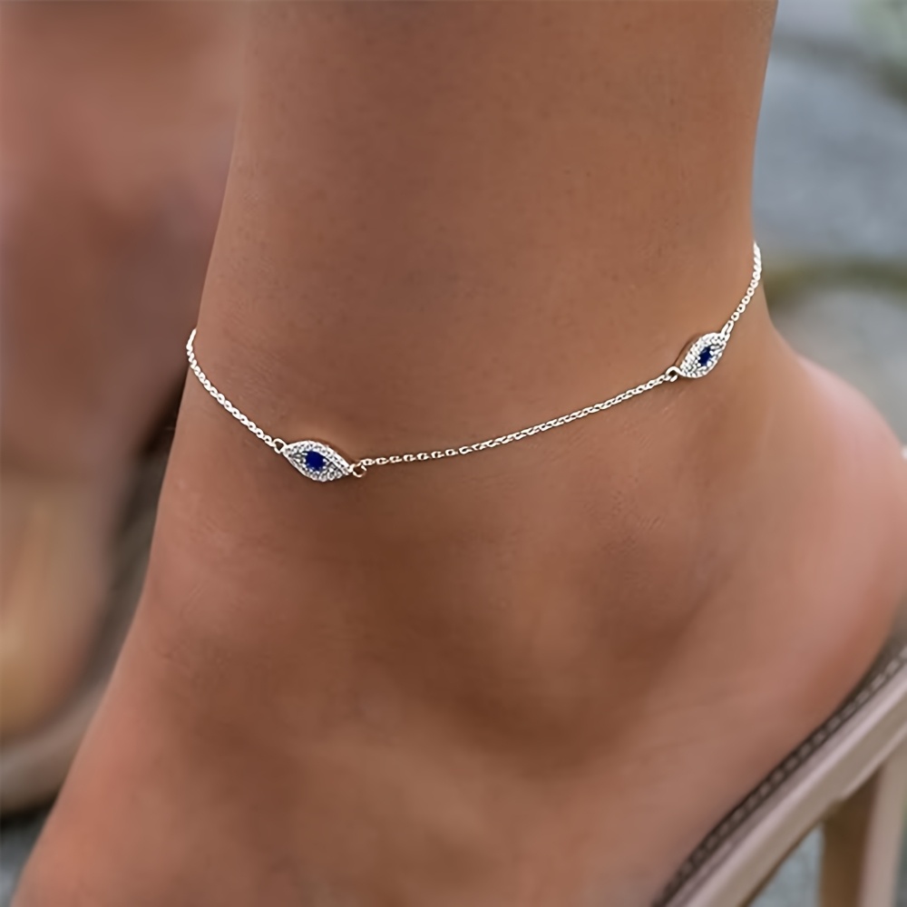 Evil Eye Trendy Waterproof Anklets, Boho Adjustable Dainty Cute , Summer Beach Jewelry Gift