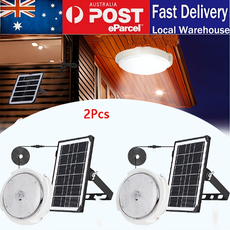 TEMU 2pcs Solar Powered Dimmable Led Solar Ceiling Lights Outdoor Indoor Bedroom Corridor Garden Lighting