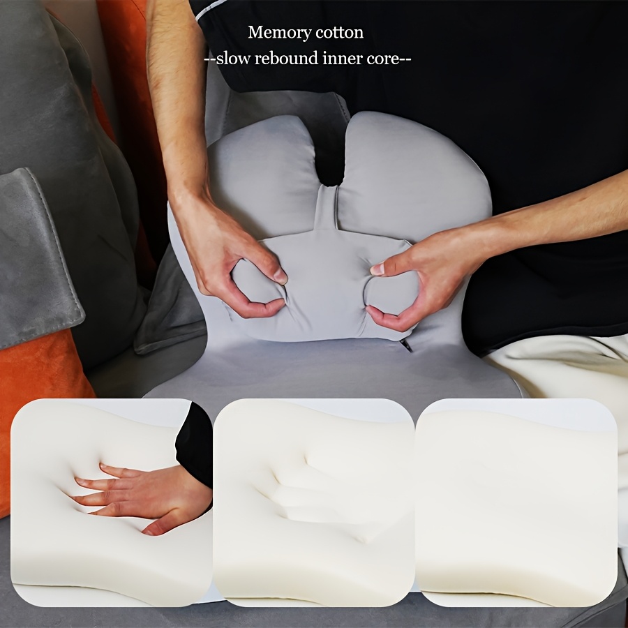 ergonomic memory foam office chair cushion lumbar support for car seats relaxing waist pillow with soft non woven fabric cover prevents collapse postpartum discomfort   in   blue black Product details 4