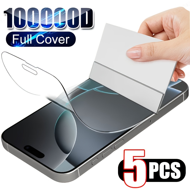 TEMU 5pcs Hd Hydrogel Film For Iphone 17 Pro Max/17 Air/17e/16 Pro Max/16e/15 Pro17/16/15/14/13/12/11/16e/plus/mini/x/xr/xs Max/7/8/se4/se3 Soft
