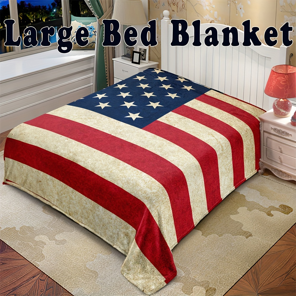 

Soft & Cozy American Flag Flannel Throw Blanket - Patriotic Red, For Couch, Bed, Travel, Camping - Perfect Christmas Or Halloween Gift