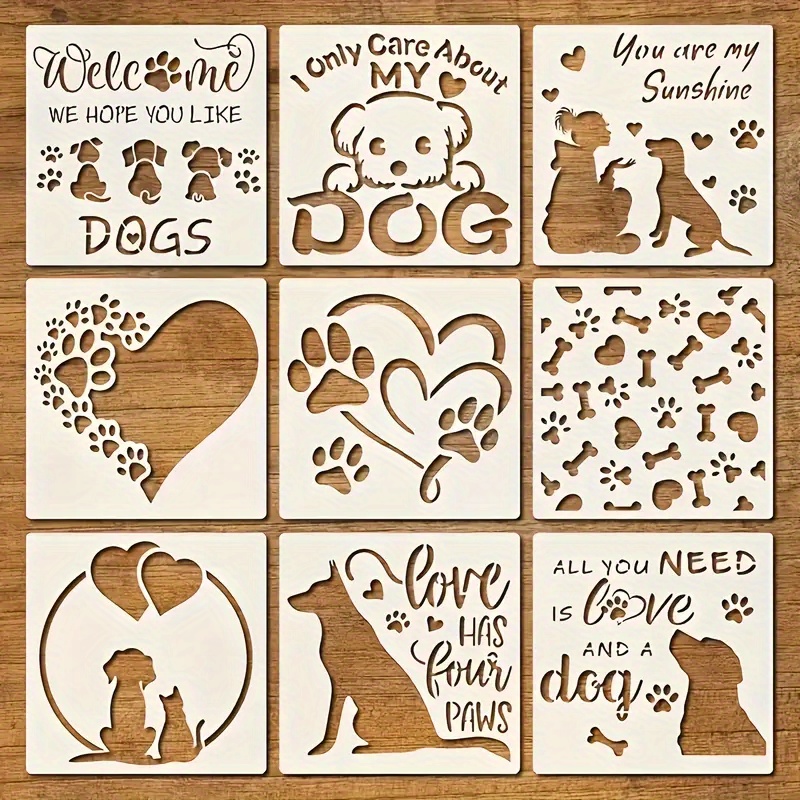 TEMU 9 Styles 5.91 Inches Pet Dog Patterns | Suitable For Pet-themed Wall Art, Signs, Canvas And Home Decor Templates, Reusable