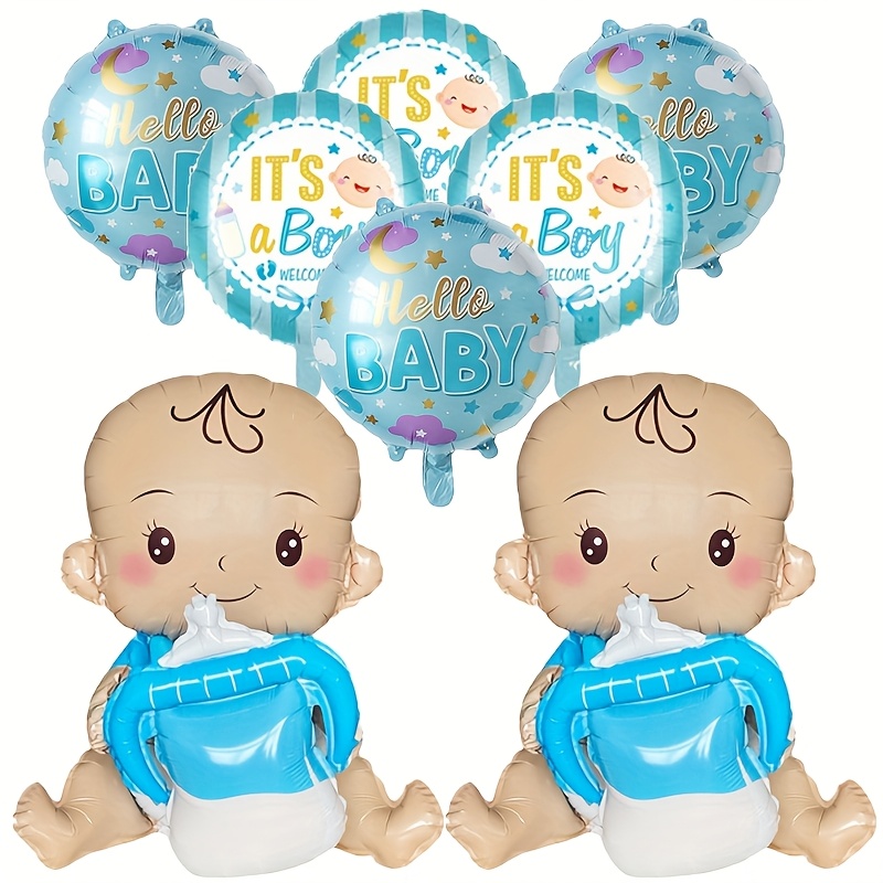 Image of 8pcs Sitting And Standing Baby Doll Balloon Round Foil Balloons Set, Birthday Party Indoor Decoration Supplies, Halloween Decorations, Christmas Decorations
