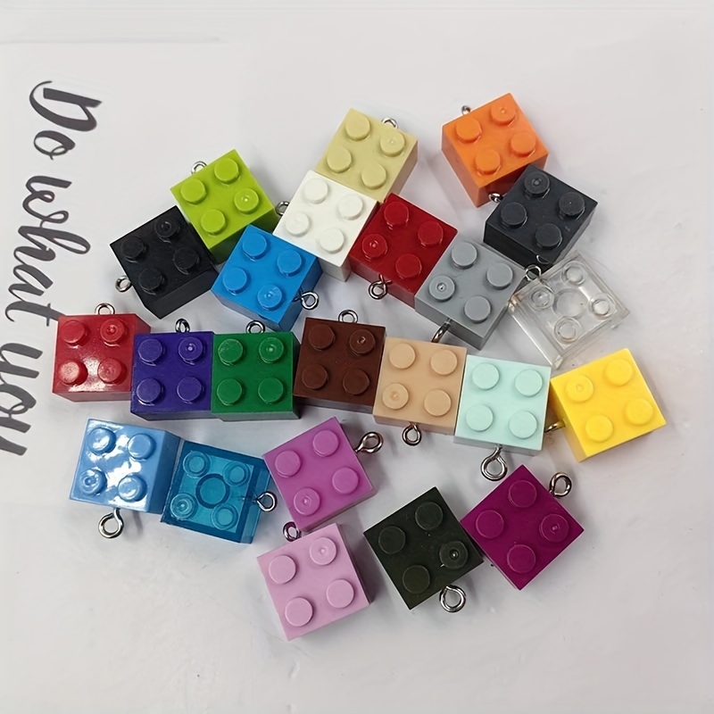 

10pcs European New 2x2 Colorful Building Block Charms For Jewelry Making - Plastic Pendants, Diy Earrings, Necklace, Keychain, Phone Case Crafts