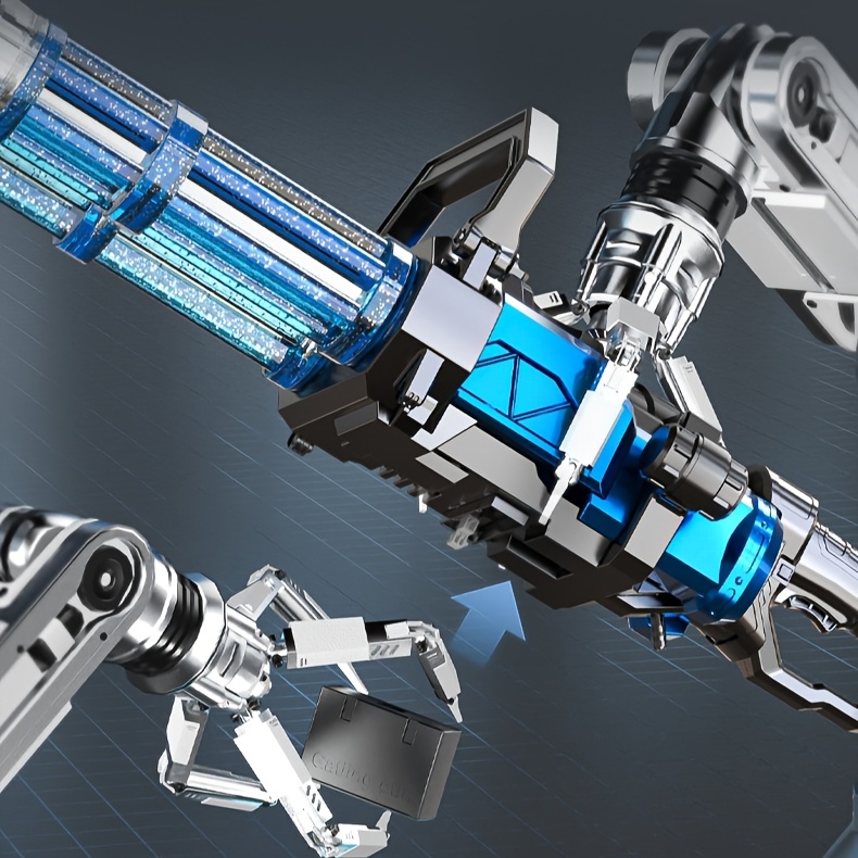 Powerful Dual - Barrel Gatling Electric Water GunFor Adults & Youngsters, Shoots Up To 49ft, LED Sensor, Big Tank - Perfect For Pool & Summer Parties