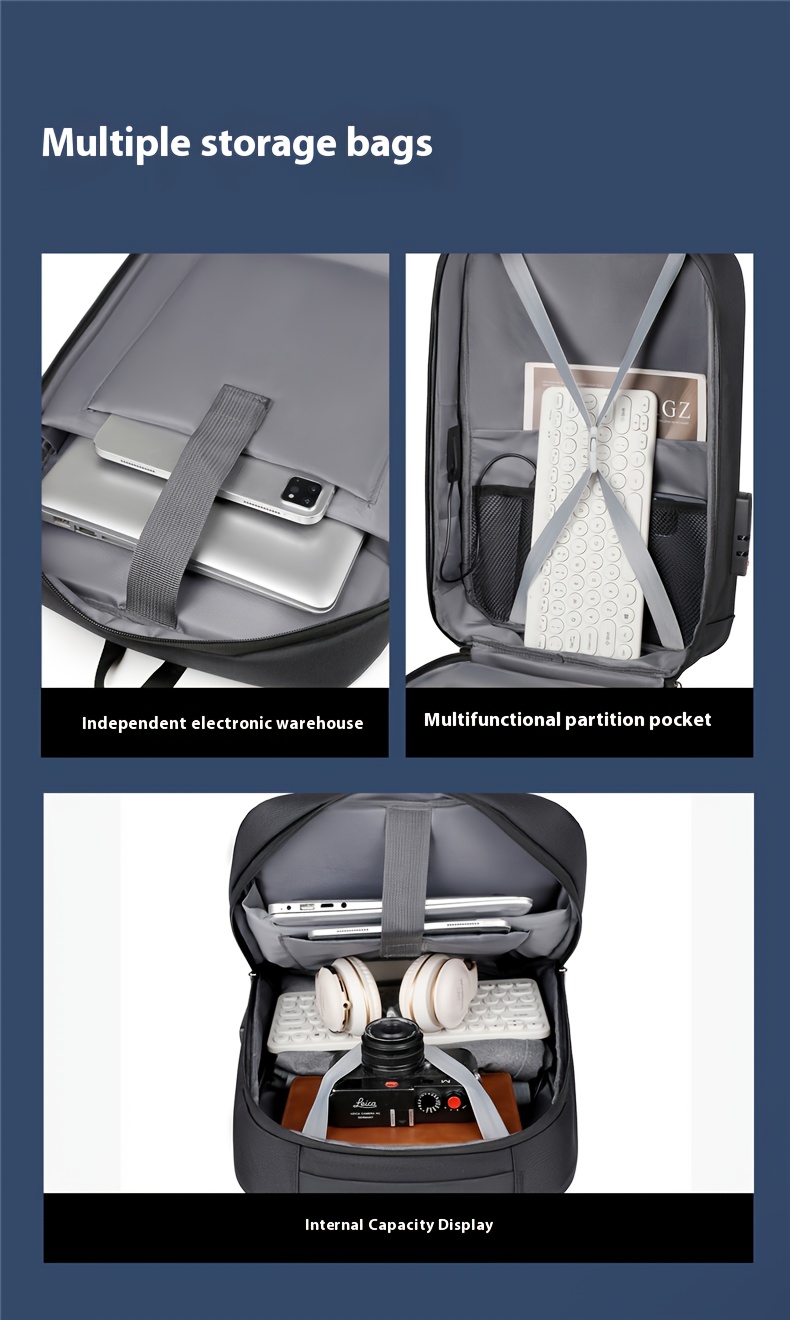 Sac à Dos pour Ordinateur Portable Robust avec Coque Dure Verrouillable en EVA, Compartiment pour Ordinateur Portable de 15 Pouces & Verrous Compatibles TSA - Sac d'Ordinateur d'Affaires Léger pour École, Voyage, Porte-Ordinateur de 39,62 cm, Sac à Dos Durable en Cabine