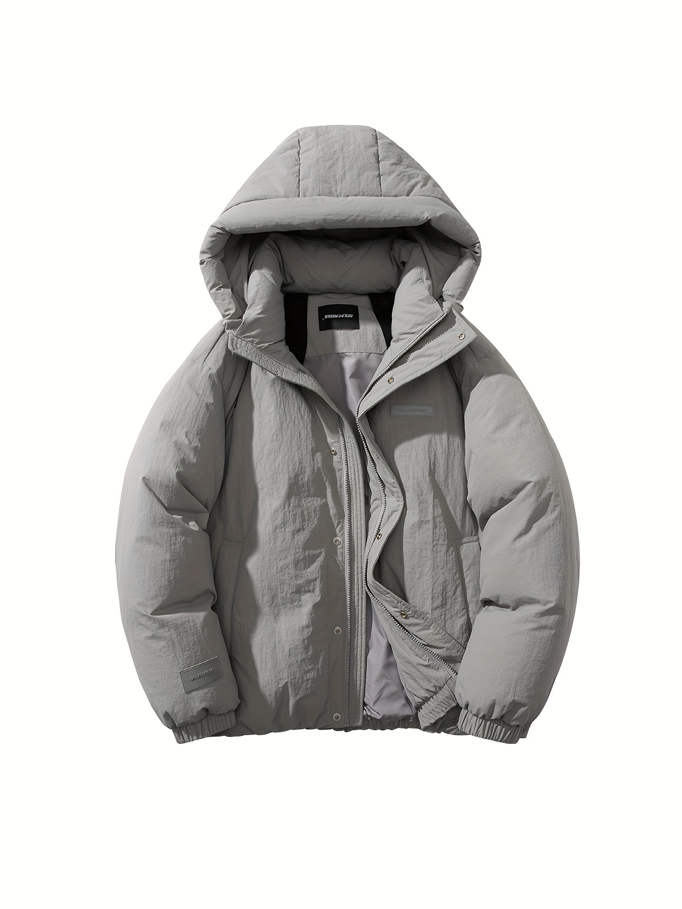 1pc 골프크로스 남녀공용 캐주얼 후드 다운 자켓, 90% 화이트 덕다운 충전, 두껍고 따뜻함, 알파벳 패턴, 지퍼업, 긴팔, 비늘 없는 폴리아마이드, 포켓 포함, 폴리에스테르 안감, 짠, 데일리 & 캐주얼 웨어