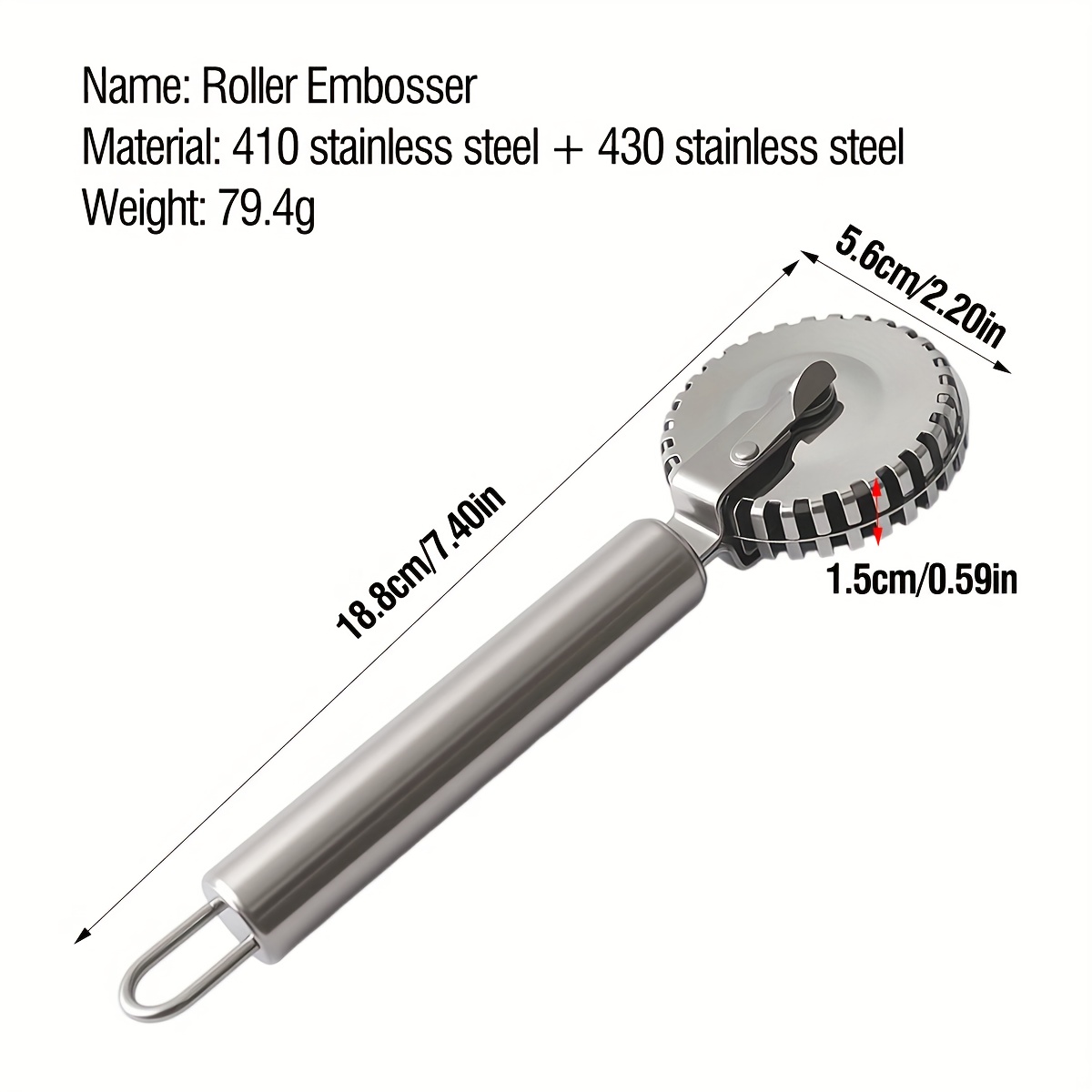 TEMU 1pc Stainless Steel Patterned Roller Embossing Tool - Textured Ribbon Cutting Tool - Ribbon Cutting Kitchen And Baking Equipment - All-stainless