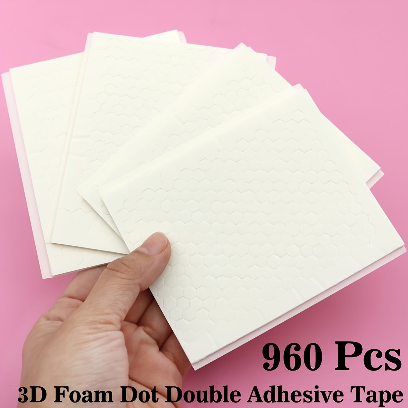 Image of 960/1200/2400pcs Hexagonal Strong Thickened Foam Double-sided Tape - Creative Diy High Glue