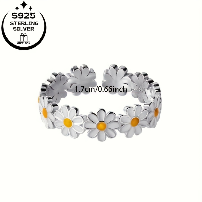 3pc 925 Silver Daisy Classic Set with Ring and Earrings
