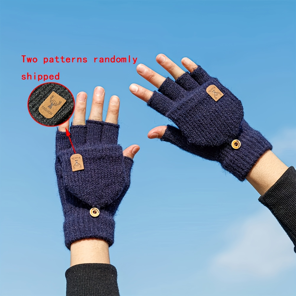 Women's Autumn and Winter Half-Finger Fingerless Gloves, Unisex Warm  Windproof Split-Finger Gloves with Extra Fleece Thickening, Fashionable