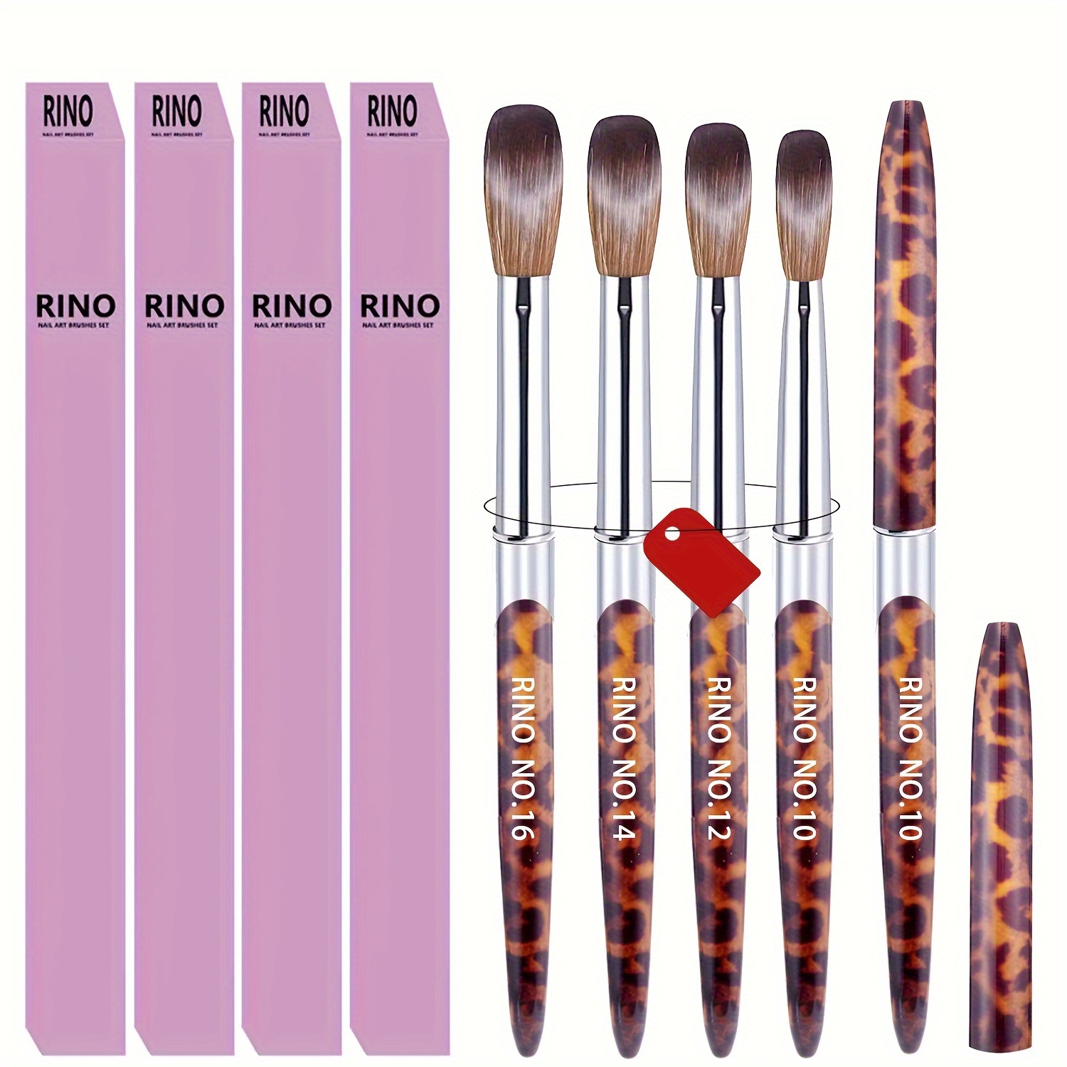 

Rino Acrylic Nail Brush Set - 1pc Professional Kolinsky Nail Art Pens For Acrylic Powder, Nail Extension & 3d Carving - Unscented - Sizes 10/12/14/16