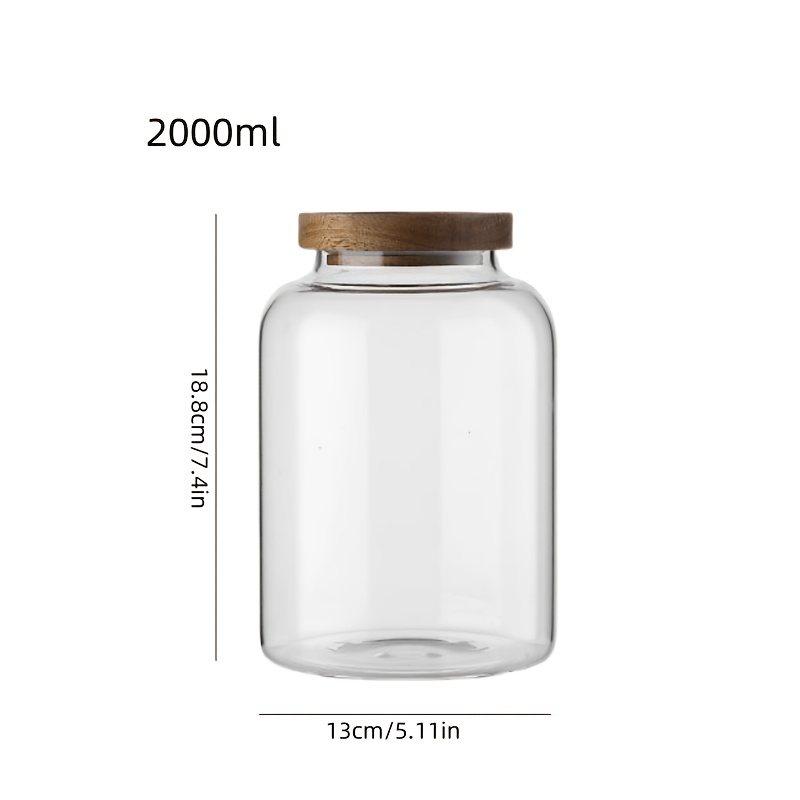 TEMU 1pc Sealed Glass Grain Jar With Lid - Transparent Kitchen Storage Container, Suitable For Coffee Beans, Spices, Snacks, And - Durable Food