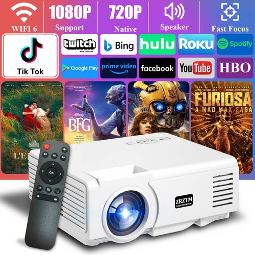 zrztm smart portable projector 1080p native 720 birthday holiday gift hd video projector smart office projector smart home projector auto level correction and fast focus