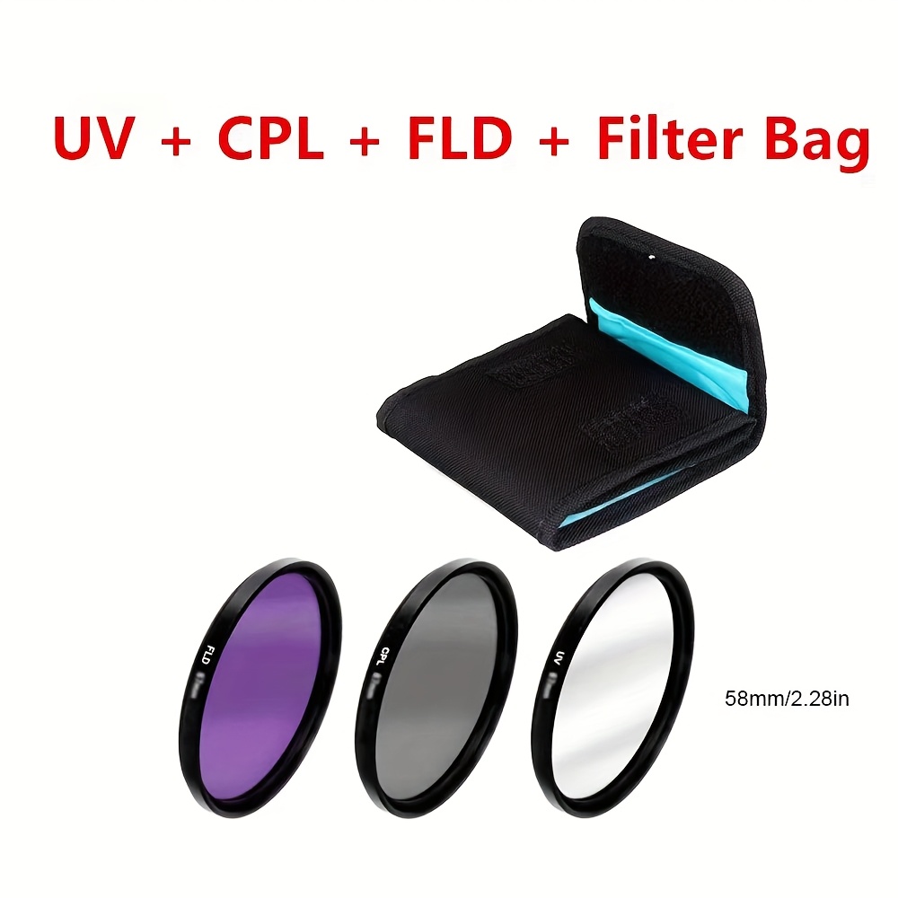 E-shop Digital-SLR 3-in-1 Filterset mit UV-Schutz, CPL- und FLD-Fluorochromen - inklusive Tasche zur einfachen Aufbewahrung