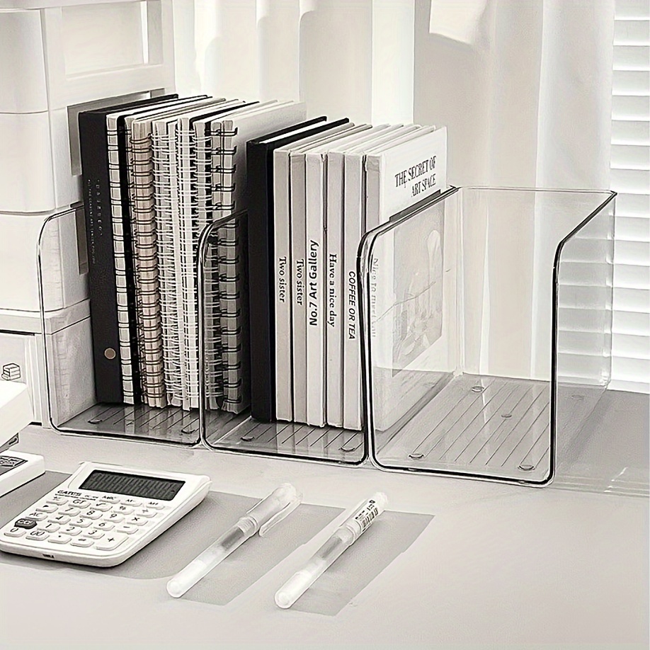 

Clear Acrylic U-shaped Bookends, Plastic Desktop Organizer, Book Stand Holder For Home And Office Storage