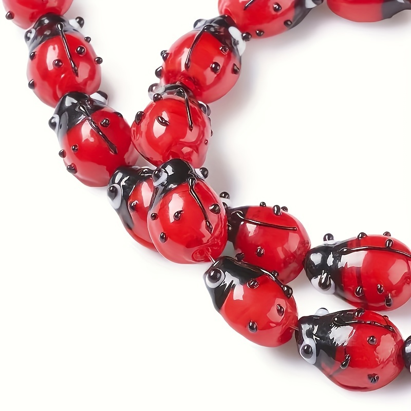 

10/20pcs/strand Handmade Lamp Beads Cute Ladybug Beads Charm Diy Bracelet Necklace Jewelry Making 10.5~14x9~11x5~8mm