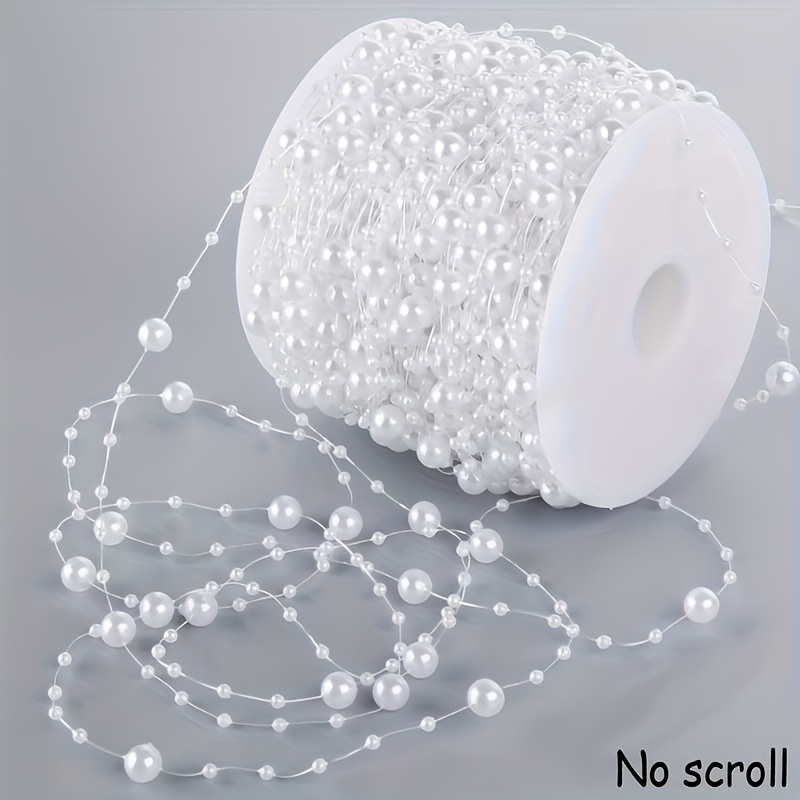 TEMU Guirnalda de perlas sintéticas blancas de 500 cm, 5 metros por rollo, decoración de cinta de perlas artificiales, ideal para , fiestas, ,