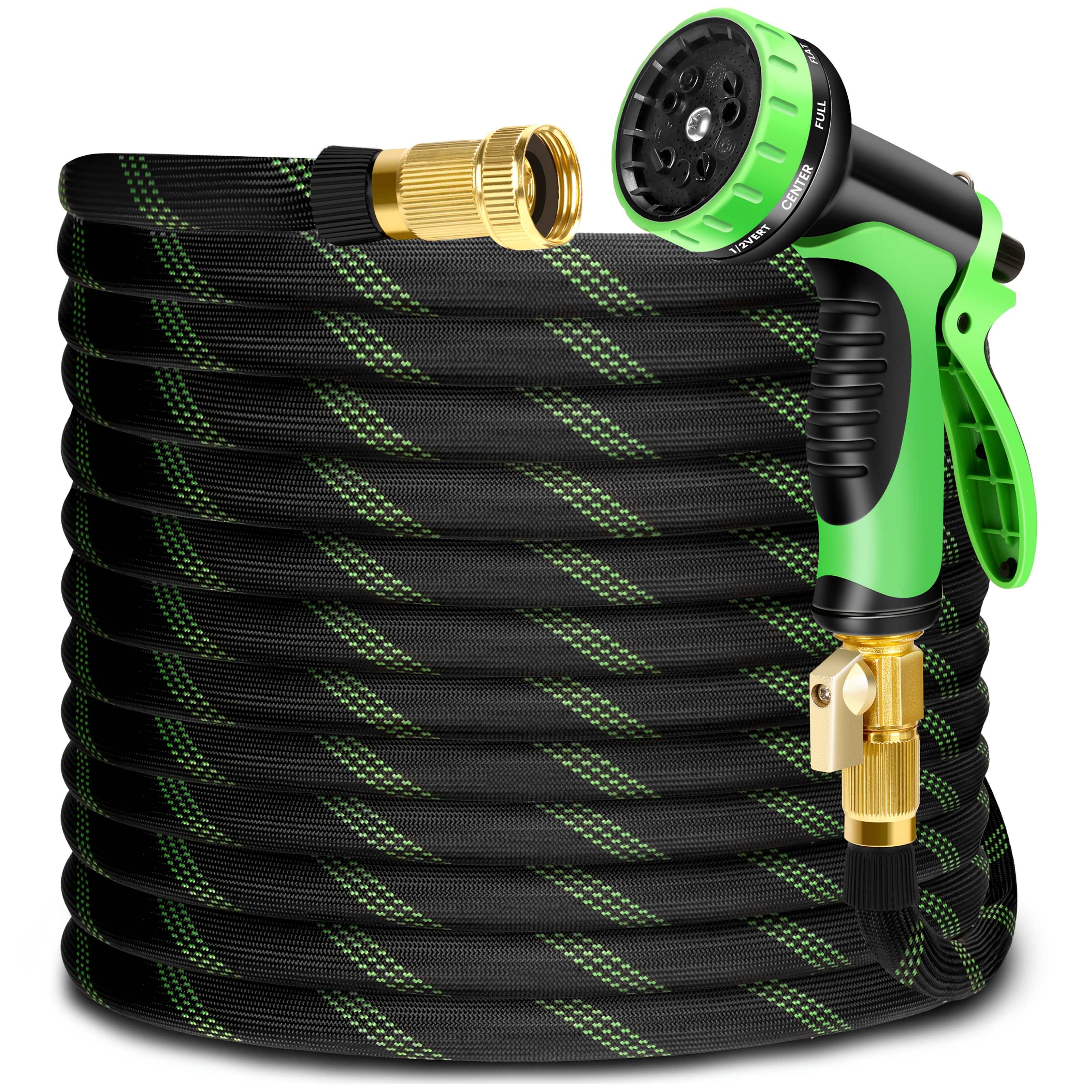 lovfen 25 50 75 100 150ft heavy duty garden hose non expandable with 3 4 solid brass fittings leakproof design   threads   gardening cleaning forestry