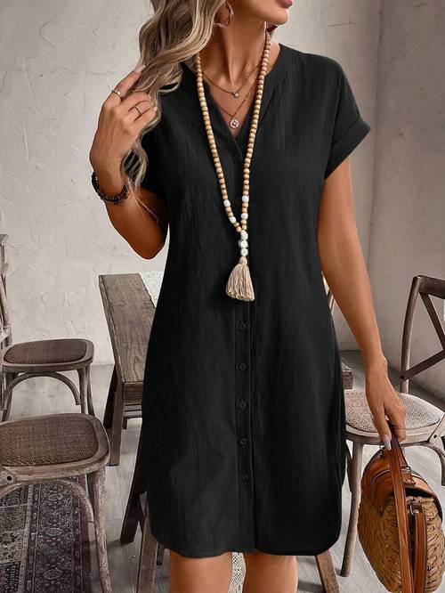 elegante 2025 europese en amerikaanse zomer v-hals losse casual jurk