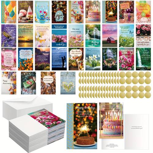 100 occasion cards greeting cards assortment with scripture inspirational prayer and envelopes stickers for christmas birthday