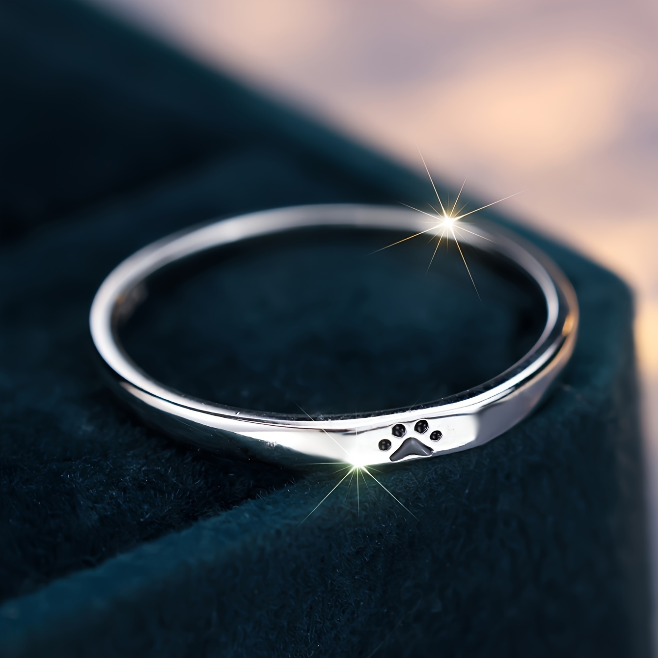 925 Sterling Silver Paw Print Ring for Women