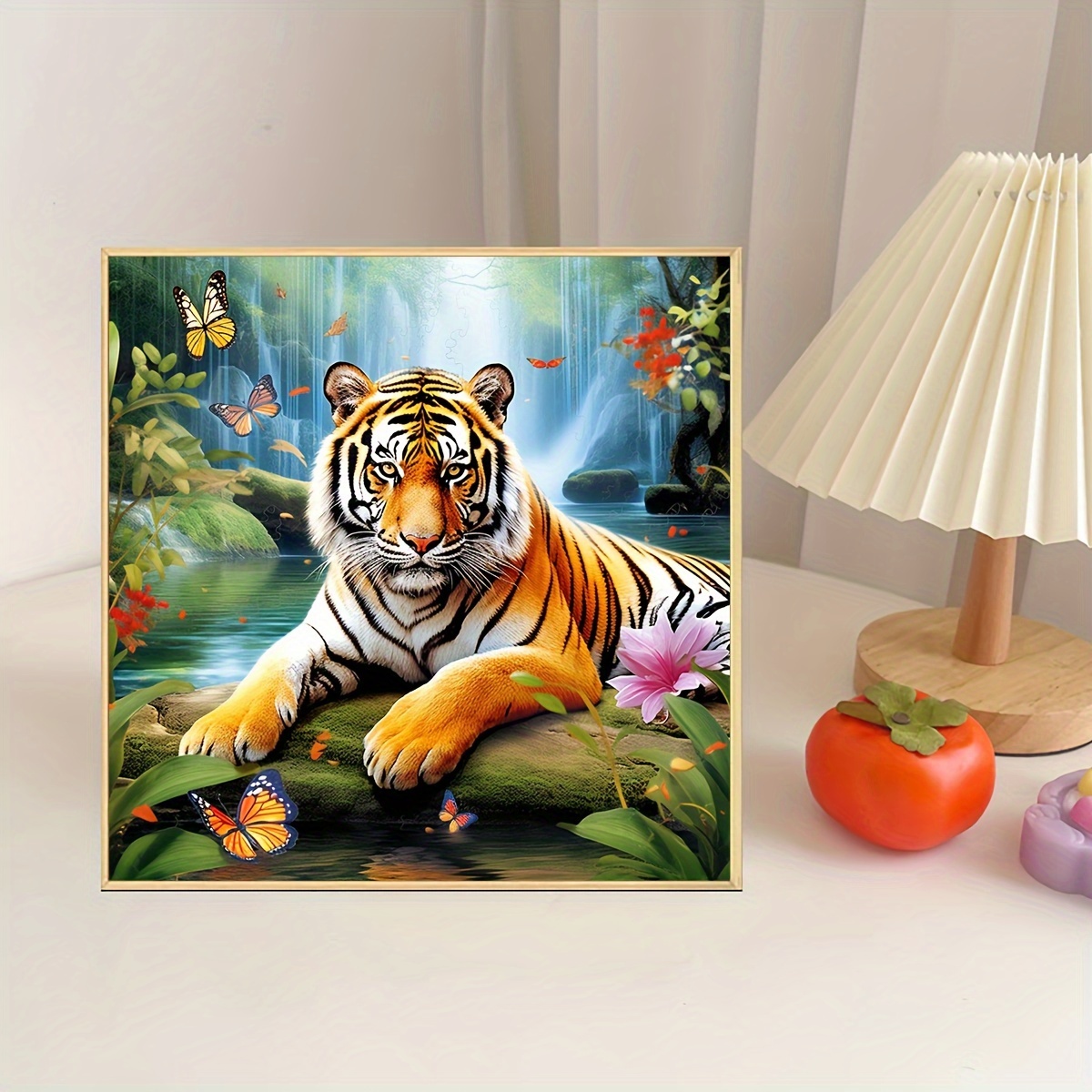 

1pc Frameless 11.8×11.8 Inch/30x30cm Animal Series Tiger Pattern Artificial Diamond Art Painting Set, Diy Acrylic Full Sticker Mosaic Making Craft, Suitable For Home Wall Decor Art