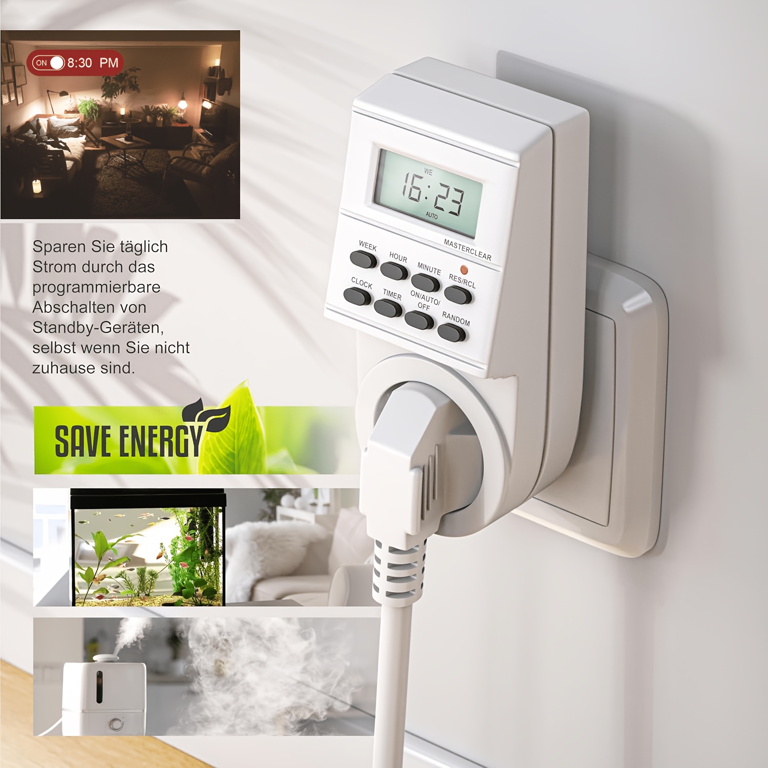 ts-ed1-2   elektronische timer volgens europese   met schermdisplay, 16a 230v  , 3680w, 8 configureerbare schakelprogrammas met indicatielampje, 16 instelopties (dag en daggroep, staat   vertraging van 0 tot 32 minuten toe voor schakelbediening (van 18:00 tot 6:00)), handmatige