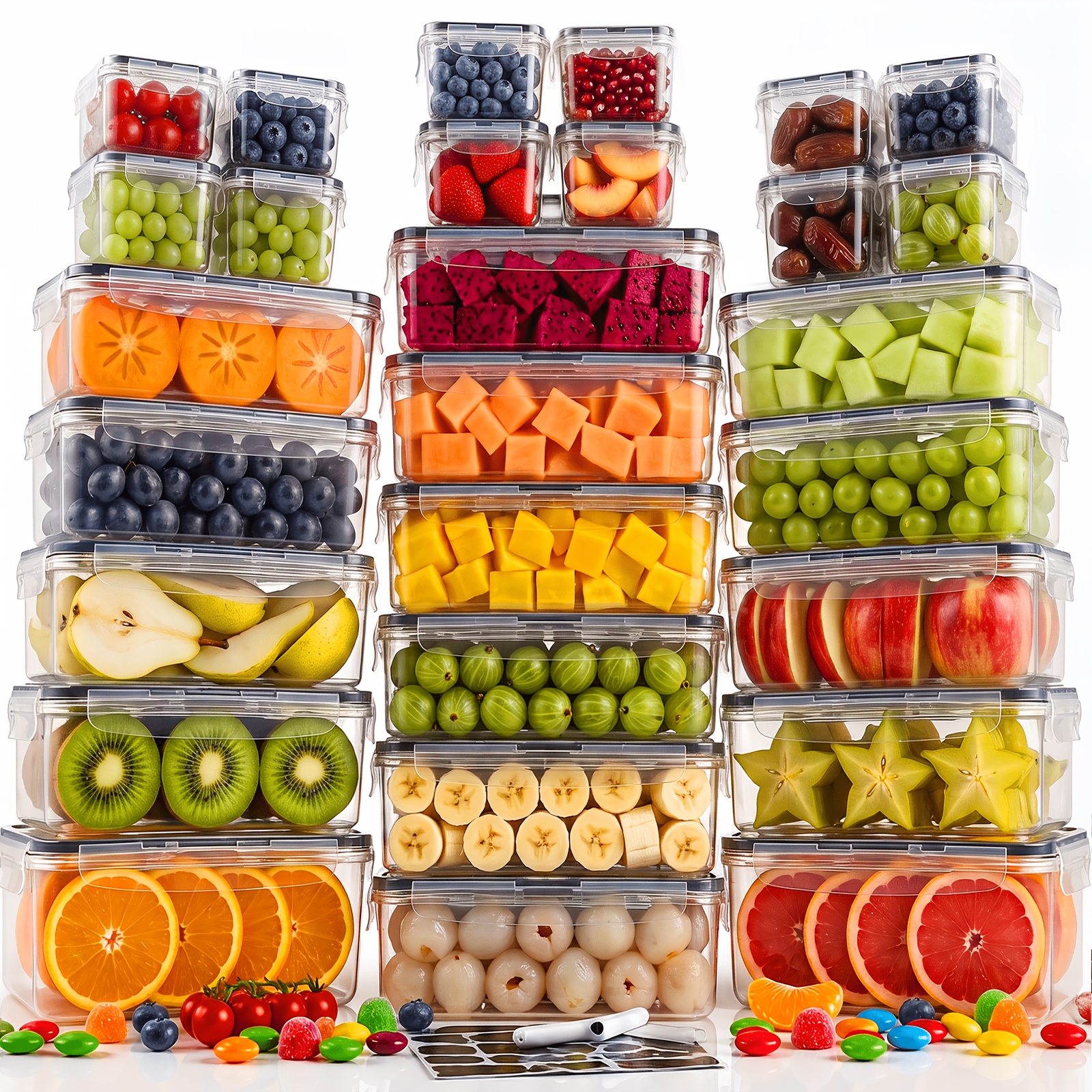 Food Storage Box With Lid, 52/28pcs (26/14 Containers+26/14 Lids), Meal Preparation Box, From Small To Large, Sealed Storage Can Set, Suitable For Dishwashers, Microwaves, And Freezers Easter Gift