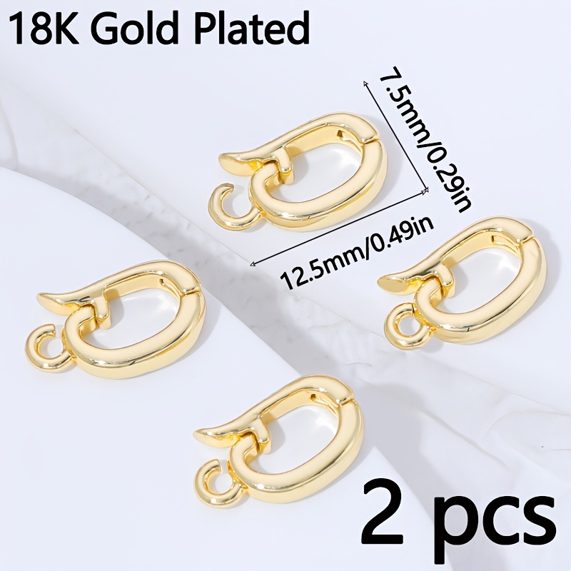 TEMU 2pcs 18k Gold Plated Brass Metal Hinged Necklace Enhancer Pendant Pinch Clasps For Necklace Making Supplies Jewelry Making Materials