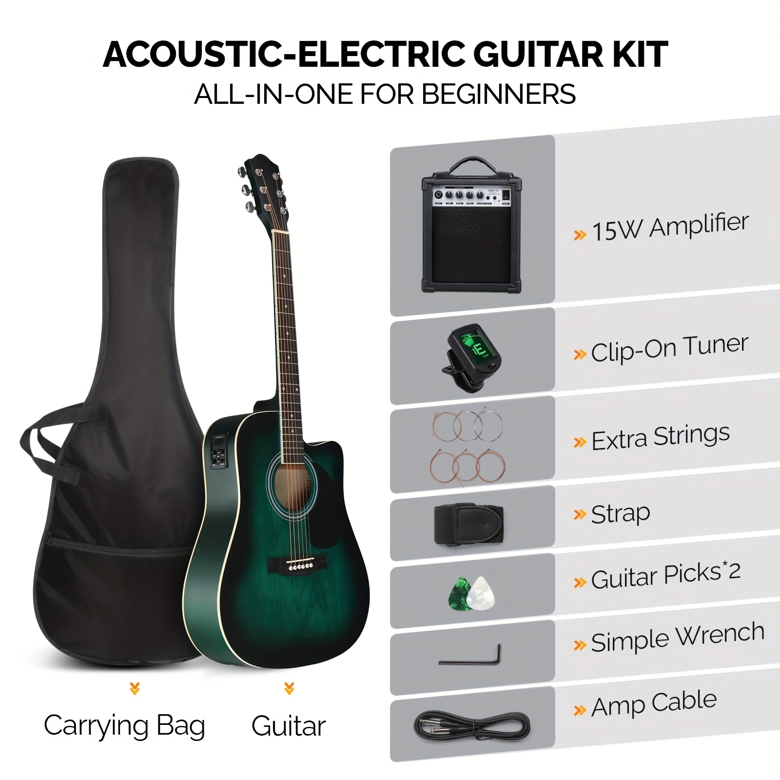 Bonnlo Electric Acoustic Guitar Kit&comma; Full Si...