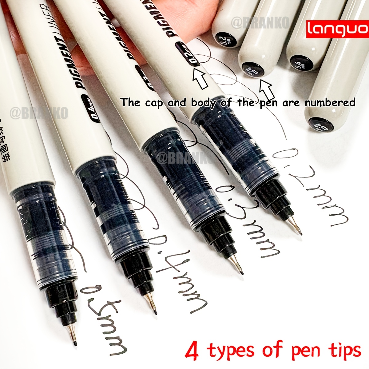2pcs   fineliner pens 0 2 0   0 5  fine tip smooth writing no smudge quick   for drawing sketching journaling school supplies professional artistic use including two random pen tip combinations   from