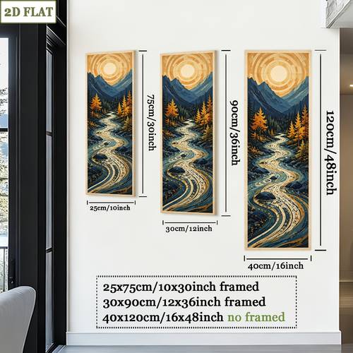 2d flat panoramic wall art mountain scenery canvas print vintage tone home decor loft spaces and room wall areas gift option for outdoor loving friends 2d flat